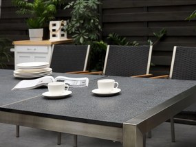 Záhradný stôl s 3-dielnou žíhanou granitovou doskou 220 x 100 cm čierny GROSSETO Beliani