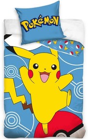 Bavlnené posteľné obliečky Pokémon Pikachu a Pokéball - 100% bavlna Renforcé - 70 x 90 cm + 140 x 200 cm