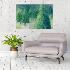 Obraz - Maľované ihličnany (90x60 cm)