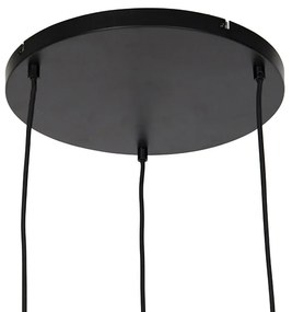 Dizajnové závesné svietidlo čierne so zlatom a dymovým sklom 3-svetlo - Zuzanna