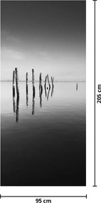 Fototapeta na dvere - Čiernobiela vodná hladina (95x205cm)