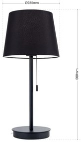 Orion LA 4-1205/1 - Stolná lampa s USB portom LUDWIG 1xE27/40W/230V čierna