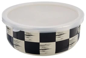 Miska smalt ŠACHOVNICA Lem+UH viečko pr. 19 cm