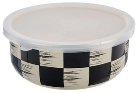 Miska smalt ŠACHOVNICA Lem+UH viečko pr. 19 cm