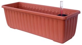 Hnedý samozavlažovací kvetináč, dĺžka 100 cm Siesta - Plastia