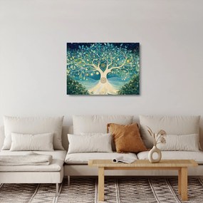 Sklenený obraz – Magický strom so špirálami (70x50 cm)