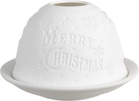 Biely porcelánový svietnik na čajovú sviečku so Santom Paollo - Ø 12 * 8 cm