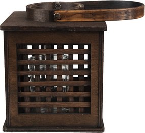 Hnedá drevená závesná lampáš Bamboo - 17*17*20 cm