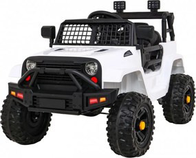 Ramiz Autíčko Jeep Dark Night na batérie pre deti biele + pomalý štart + EVA kolesá + LED audio