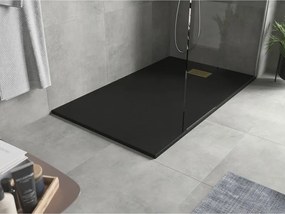 Mexen Hugo, obdĺžniková sprchová vanička SMC 150 x 90 cm, čierna, zlatá krytka, 42709015-G