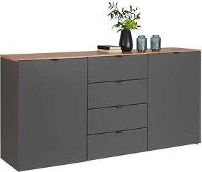 XXXLutz ŠIROKÁ KOMODA, grafitová, dub artisan, 180/91/44 cm Hom`in - Komody - 002737044103
