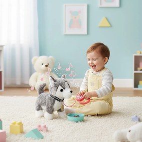 MULTISTORE Interaktívny husky na vôdzke – plyšový psík, chodí, vrtí chvostom, 20+ melódií