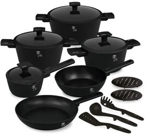 Nepriľnavá sada hrncov 15 ks, Matte Black BerlingerHaus