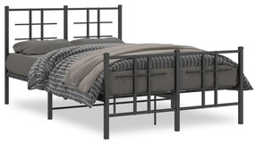 Kovový rám postele s čelom a podnožkou čierny 120x200 cm 355577