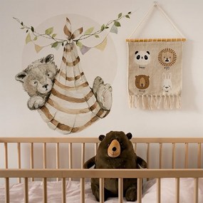 Gario Detská nálepka na stenu Woodland walk - medvedík v šatke Rozmery: 70 x 70 cm