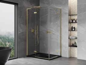 Mexen Mist-H L Duo, 2-krídlový sprchový kút 115 x 95 cm, číre sklo, zlatý lesklý profil, 8A5L-115L-095P-50-00