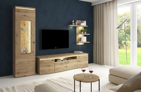 Obývacia stena Bolus, dub artisan, s osvetlením