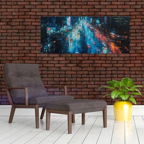 Obraz - Veľkomesto, olejomaľba (120x50 cm)