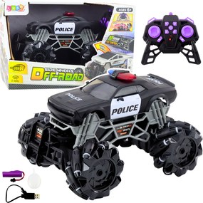 LEAN Toys Policajné terénne auto na diaľkové ovládanie RC svetlá a dymový efekt 1:16