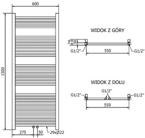 Mexen Mars, vykurovacie teleso 1500x600 mm, 575 W, zlatá lesklá, W110-1500-600-00-50