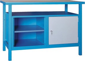 Dielenský pracovný stôl GD, 1 skrinka, 1 polica, 1190 x 600 x 850 mm, sivá