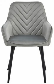 Set dvoch jedálenských stoličiek NANA zamatové, strieborné / sivé (čierne nohy) 2 ks