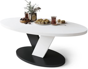 LOVA Biely/Čierny - OVÁLNY KONFERENČNÝ STOLÍK 110 × 60 cm MODERNÝ KÁVOVÝ STOLÍK