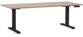 Výškovo nastaviteľný stôl OfficeTech D, 180 x 80 cm, čierna podnož, dub