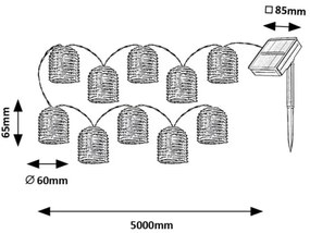 Rabalux 77047 - LED solárny reťazec RUPIT 10xLED/0,6W/1,2V IP44