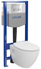 Cersanit Moduo, System50 MECH podomietkový rám + závesná wc misa Moduo Plus CleanOn + chrómové tlačidlo MOVI II, S701-769