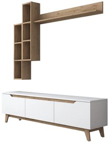 TV zostava v dekore orecha v bielo-prírodnej farbe 180x49 cm Linh – Kalune Design
