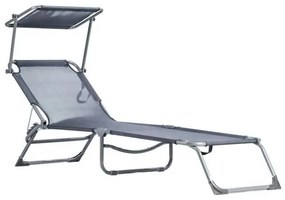 Záhradné ležadlo so strieškou sivé