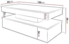 Konferenčný stolík s LED osvetlením USOA - lesklý čierny / matný čierny