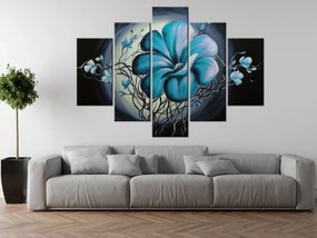Gario Ručne maľovaný obraz Modrá živá krása - 5 dielny Rozmery: 150 x 105 cm