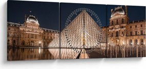 Obraz - Louvre v noci (s hodinami) (90x30 cm)