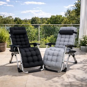 Polohovateľné skladacie záhradné lehátko s poduškou TDC01-BK čierna