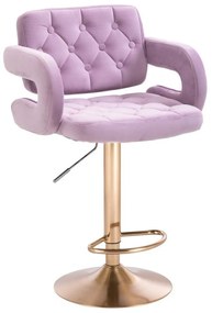 LuxuryForm DESIGN Barová stolička ADRIA VELUR na zlatom tanieri - levanduľa