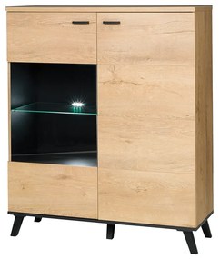 Tempo Kondela Komoda, dub lefkas/čierna, SIRAN TYP 4