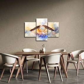 Obraz - Lapač snov s pierkami (90x60 cm)