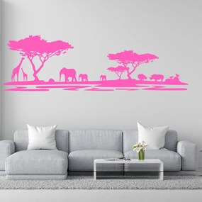 Veselá Stena Samolepka na stenu na stenu Africké safari Farba: ružová, Veľkosť: 100 x 32 cm