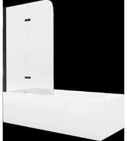 Mexen Vega obdĺžniková vaňa 150 x 70 cm s obkladom a 2-krídlovou sprchovou zástenou 100 cm, transparentnéné, čierna
