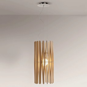 Fabbian Stick drevená závesná lampa valcovitá 33cm