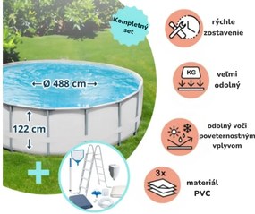 Nadzemný bazén s oceľovou konštrukciou Summer Waves Elite Frame Grey 4,88 x 1,22 m 58089