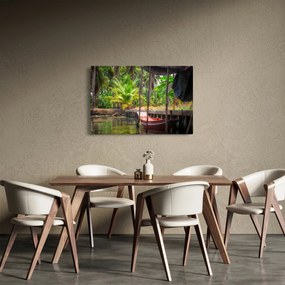 Obraz - Drevená loď na kanáli, Thajsko (90x60 cm)