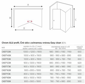 Mereo Mereo, Sprchový kút, LIMA, obdĺžnik, chróm ALU, sklo číre, MER-CK87123K