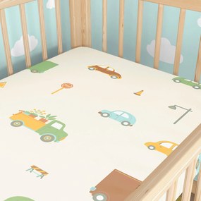 Goldea bavlnená napínacia plachta do detskej postieľky - svet autíčok 70 x 140 cm