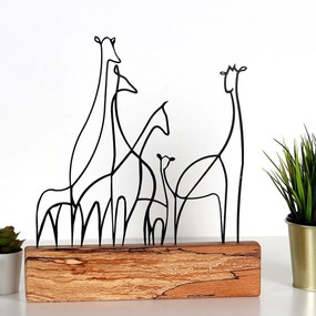 Kovová dekorácia Giraffe Family 35 cm čierna