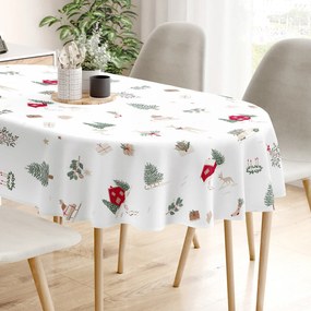 Goldea vianočný oválny obrus z pevnej bavlny - tradičné vianoce 140 x 220 cm