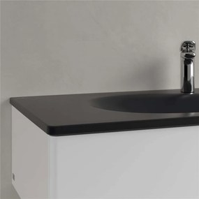 VILLEROY &amp; BOCH Antao umývadlo na skrinku s otvorom, so skrytým prepadom, 1200 x 500 mm, Pure Black, s povrchom CeramicPlus, 4A77LBR7