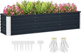 Outsunny Oceľový Vyvýšený Záhon s Rukavicami 183 x 47 x 40 cm | Aosom